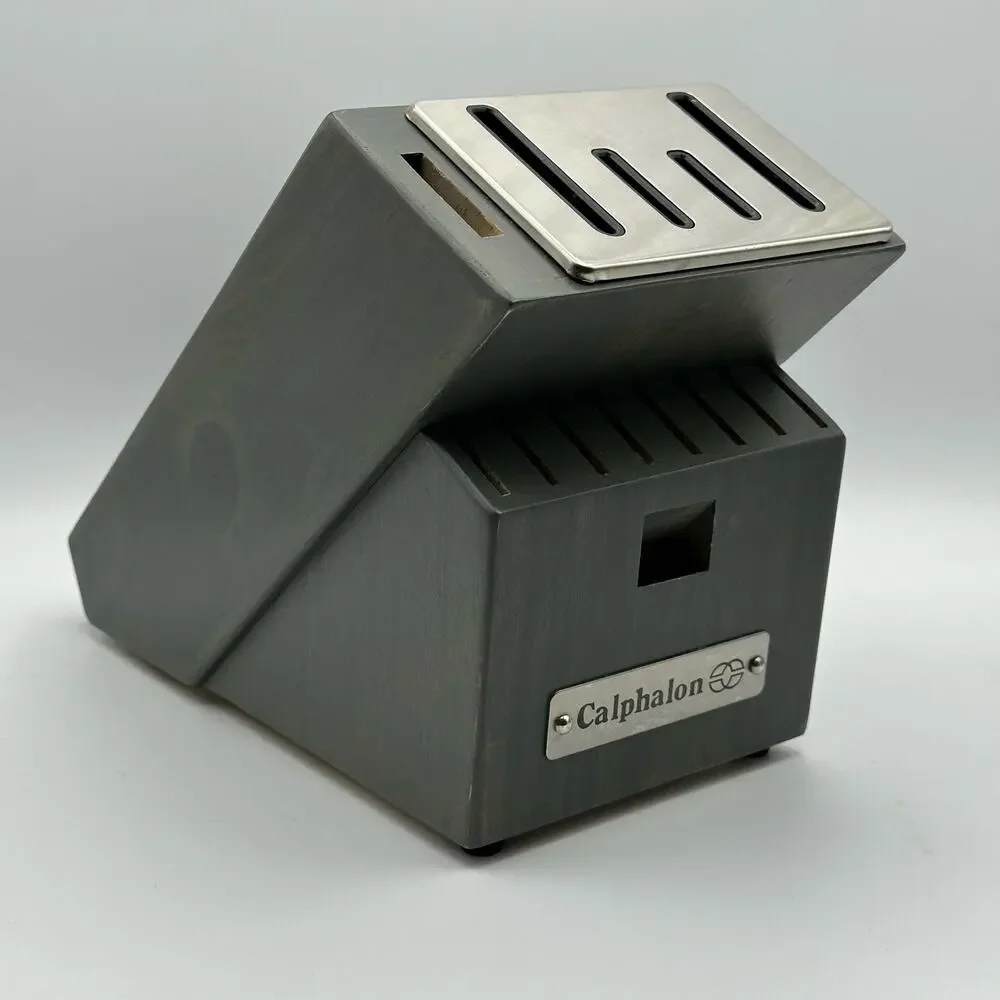 Calphalon Sharpening Knife Block 14 Slot Self Sharpen Gray Wood Finish NEW - Picture 1 of 7